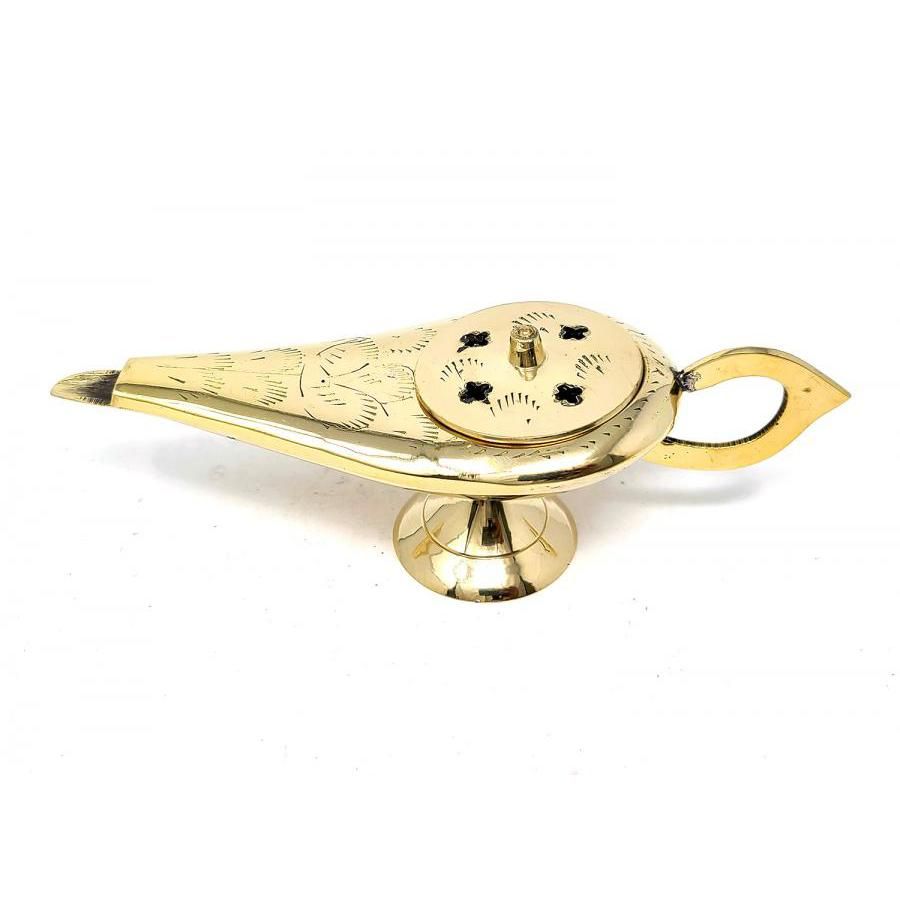 6&quot; Aladdin Genie Lamp Solid Brass Burner, SKU 16876, UPC 700317419440