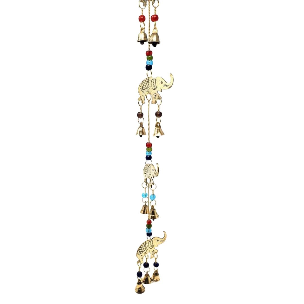 24&quot; Elephant Brass Wind Chime with Beads, SKU 7534, UPC 700317304692