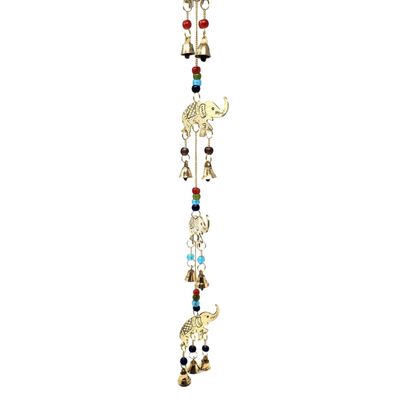 24&quot; Elephant Brass Wind Chime with Beads, SKU 7534, UPC 700317304692