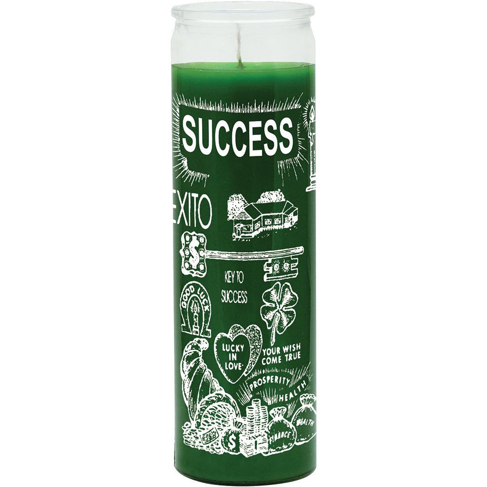 7 Day Glass Candle Success - Green, SKU WP-575-900, UPC 700317392354