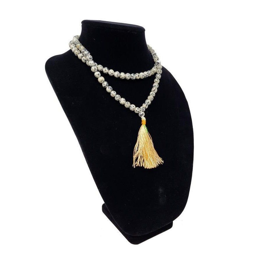 Mala Necklace or Prayer Beads - Dalmatian (108 Beads), SKU QQ00-GJM-07, UPC 700317371205