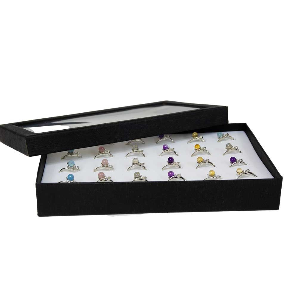 Adjustable Gemstone Kitty Cat Rings Display (24 Assorted Stone Rings), SKU KH-95359, UPC 7003173749…