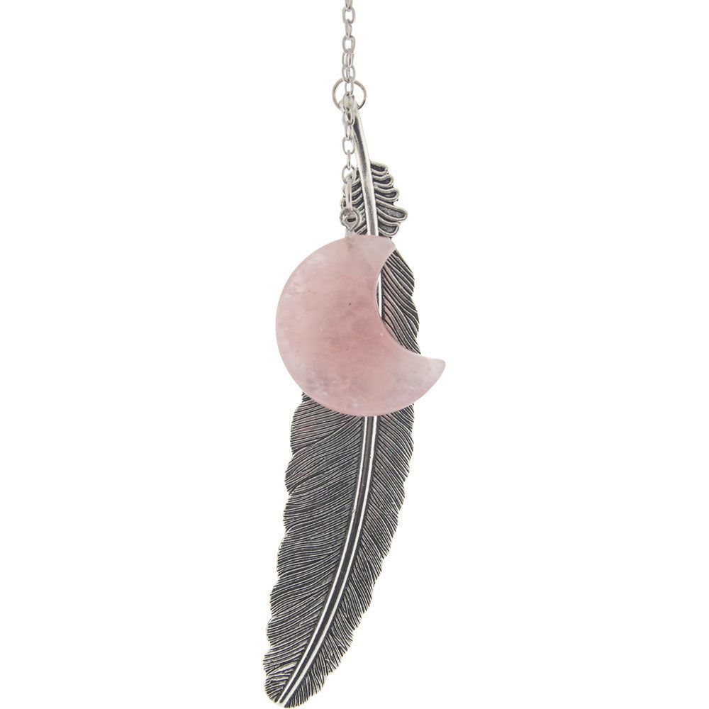 Metal Feather Bookmark with Rose Quartz - Moon, SKU KH-09000, UPC 700317353553