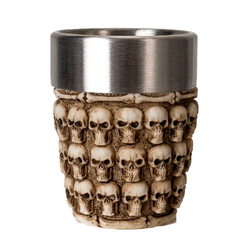 2.6&quot; Stainless Steel / Resin Shot Glass - Skulls, SKU PG-15977, UPC 700317393955
