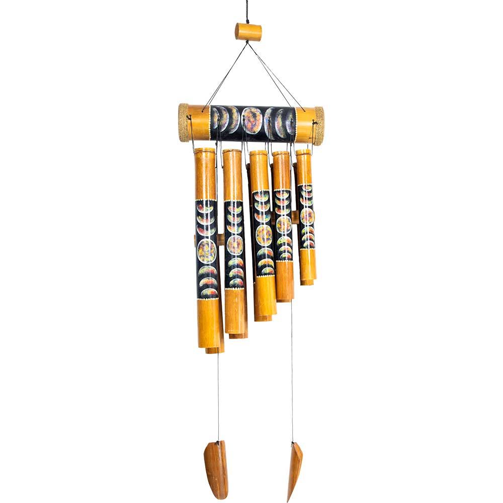 33&quot; Bamboo Wind Chime - Painted Moon Phases, SKU KH-30296, UPC 700317388760