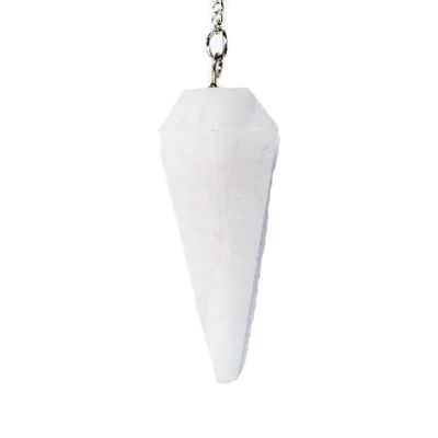 6-Sided Pendulum - White Agate, SKU PEND-22, UPC 700317302018