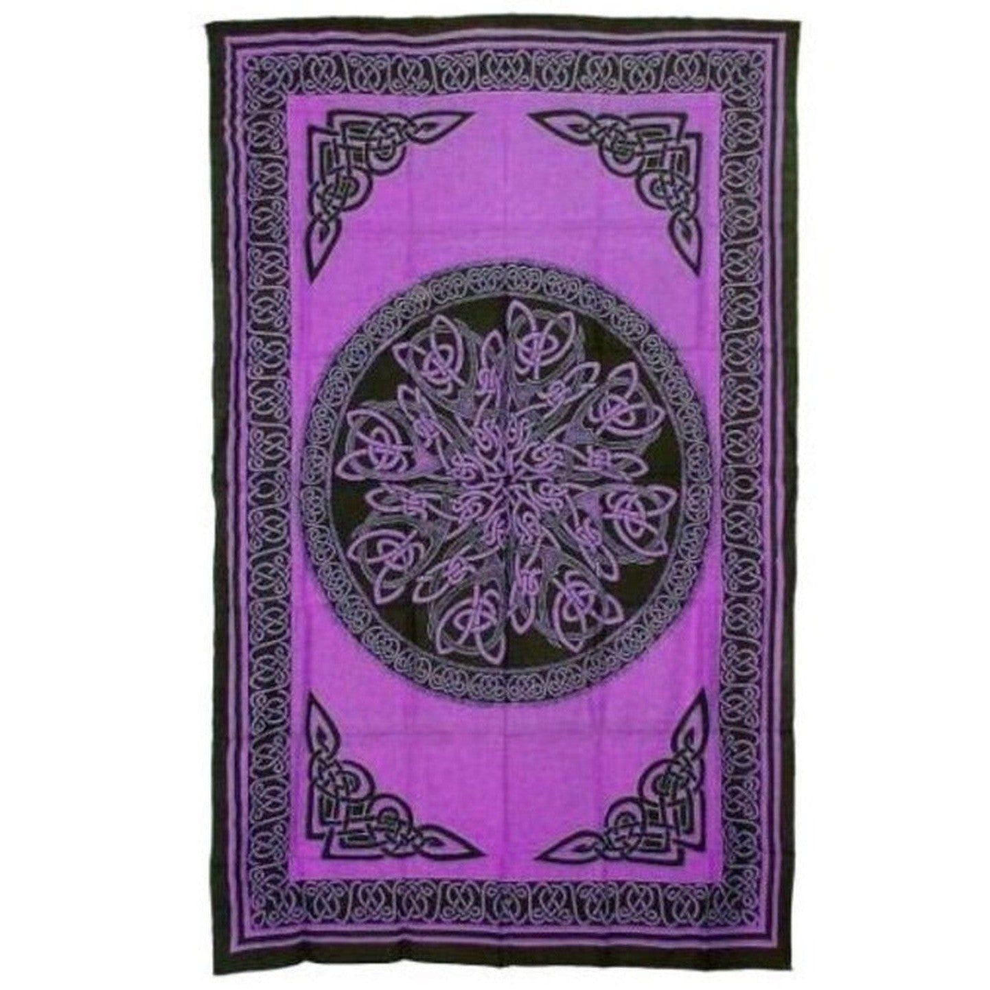 72&quot; x 108&quot; Knot Mandala Purple &amp; Black Tapestry, SKU X030-CPS-KMP, UPC 700317379966