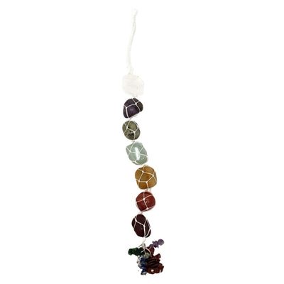 12&quot; Chakra Tumble Stone with Chips Hanging Decor, SKU K02-18-WH1, UPC 700317385790