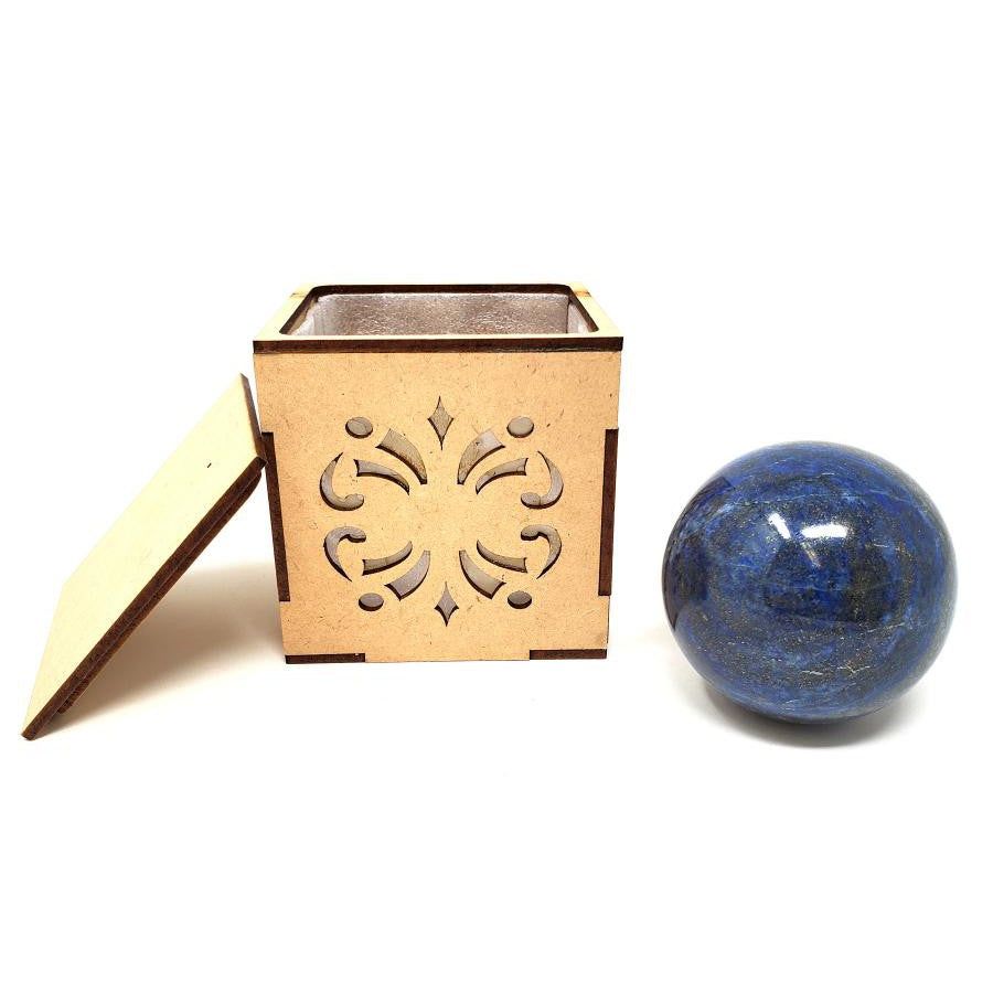 40-55 mm Gemstone Sphere with Box - Lapis Lazuli, SKU Sphere-04, UPC 700317311454