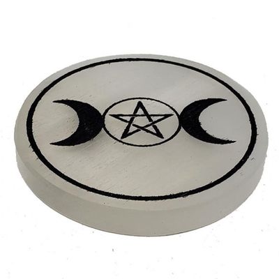 3&quot; Selenite Altar Tile - Triple Goddess Pentagram, SKU COAST-TG, UPC 700317302032