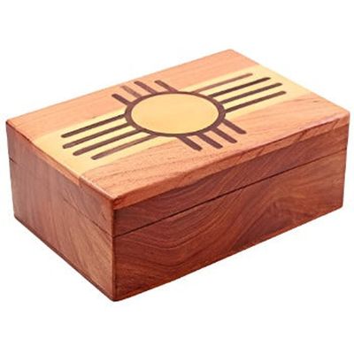 4&quot; x 6&quot; Zuni Sun Wood Box, SKU G07-22-B46NAV, UPC 700317383802