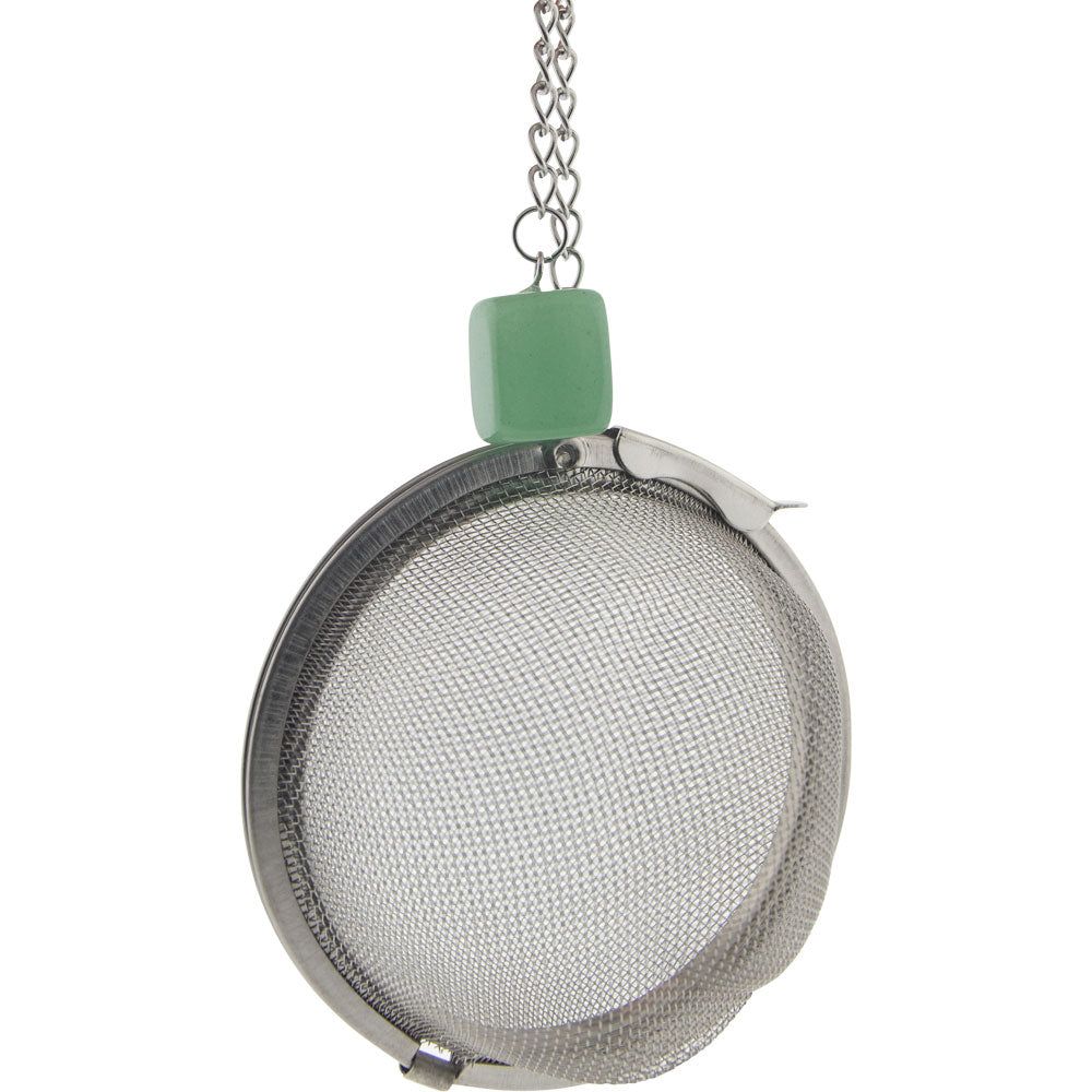 2&quot; Stainless Steel Tea Infuser Ball - Green Aventurine, SKU KH-06002, UPC 700317353089