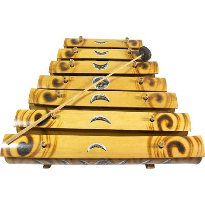 15.5&quot; Bamboo Xylophone with Hand Painted Moon Phases, SKU KH-31288, UPC 700317389613