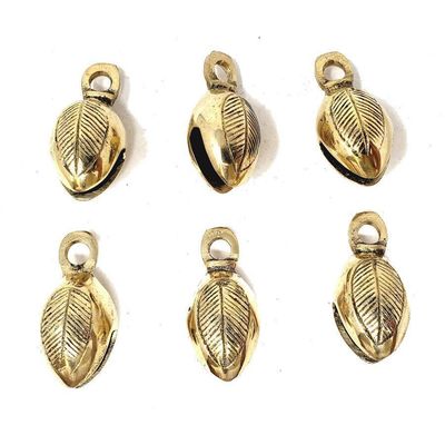 1.5&quot; Leaf Carved Ghungroo Brass Bell, SKU F08-37-4419-1, UPC 700317387077