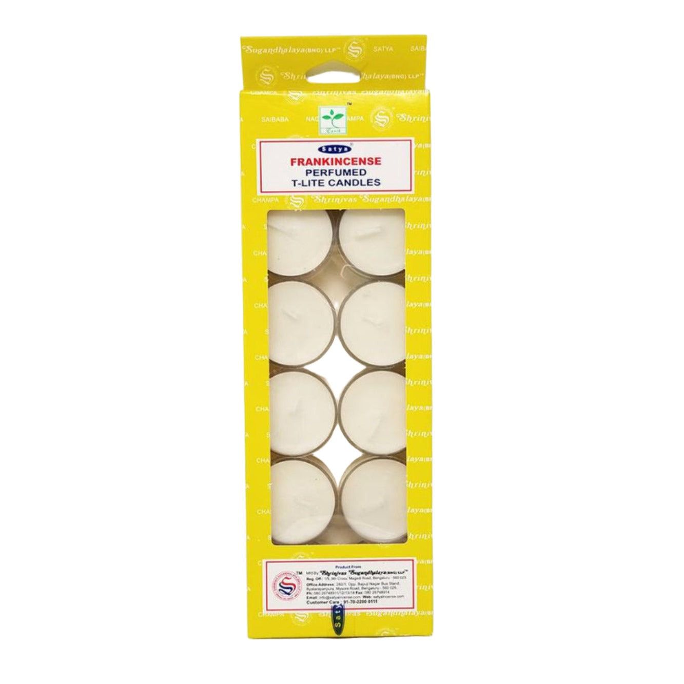 Satya Tealight Candles (12 in Box) - Frankincense, SKU CDL-FITL, UPC 700317303183