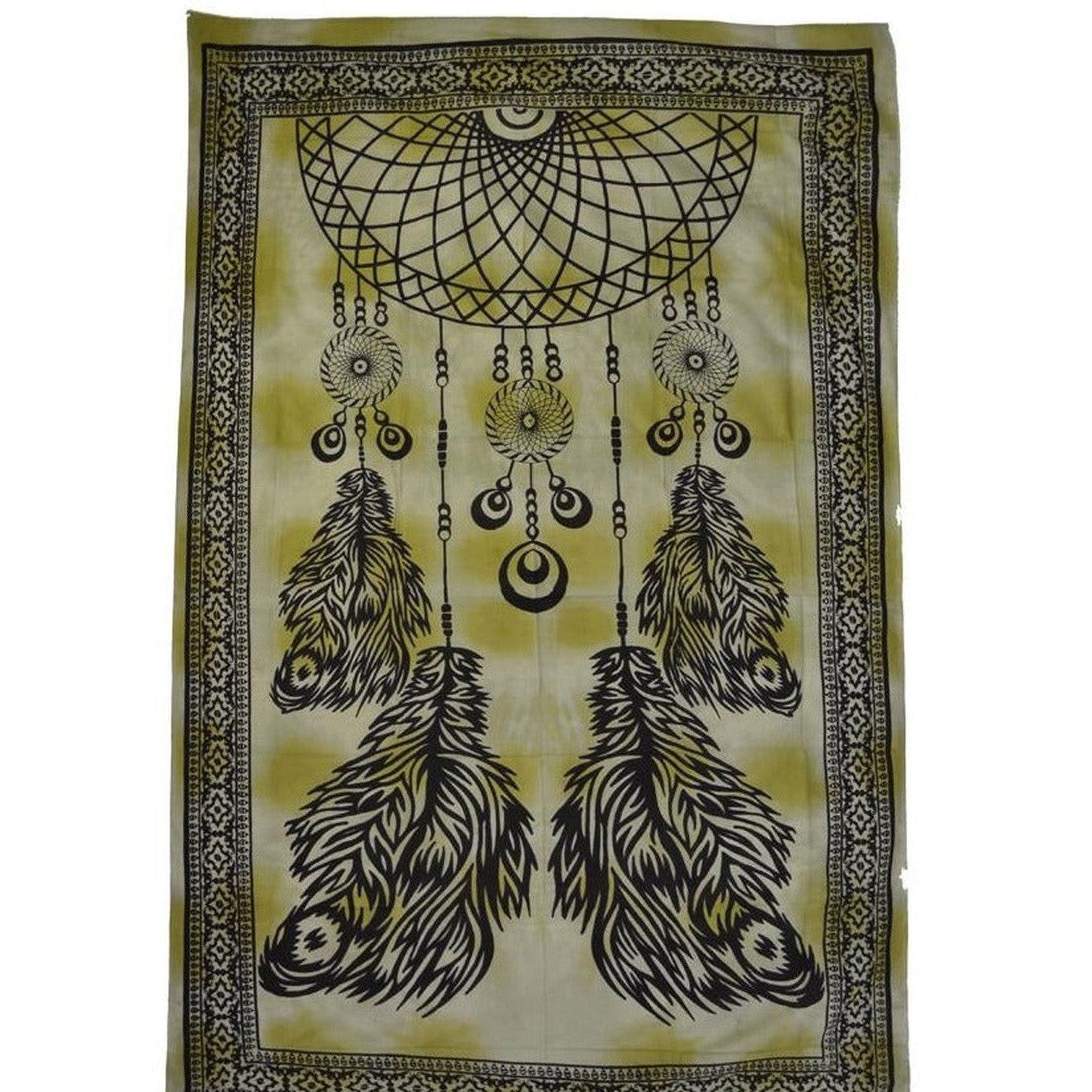 72&quot; x 108&quot; Dream Catcher Green Black Tapestry, SKU X042-CPS-DC, UPC 700317379942