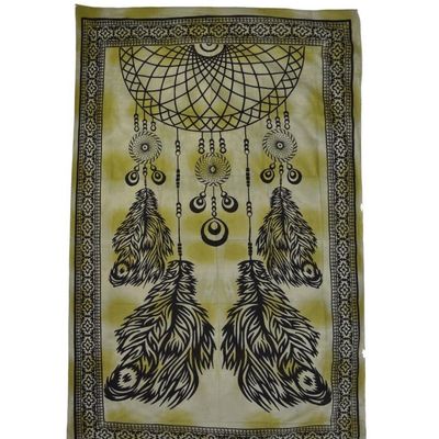 72&quot; x 108&quot; Dream Catcher Green Black Tapestry, SKU X042-CPS-DC, UPC 700317379942