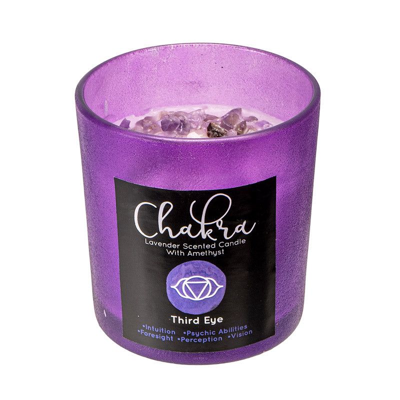Third Eye Chakra Lavender Amethyst Crystal Candle, SKU PG-15437, UPC 700317355861