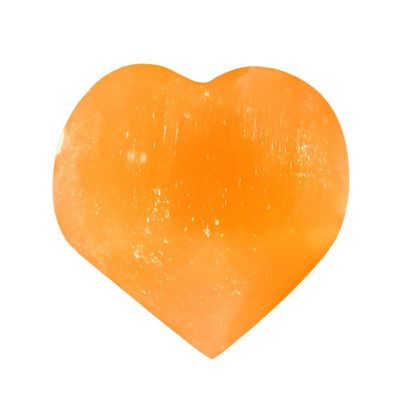 2.5&quot; Puffed Gemstone Heart - Orange Selenite, SKU C00-78-SEL-Heart-O5, UPC 700317385622