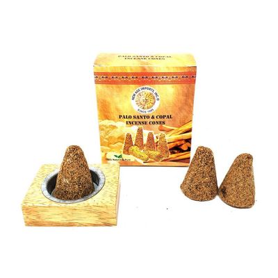 Palo Santo &amp; Peruvian Copal Mix Incense Cones (6 cones + Wood Burner), SKU Copal-PSCone, UPC 700317…