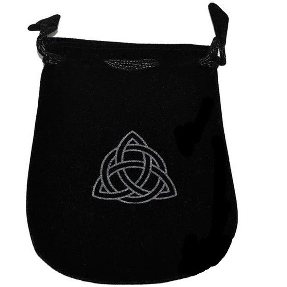 5&quot; x 5&quot; Black Velvet Bag - Triquetra, SKU Y021-VBC, UPC 700317380214