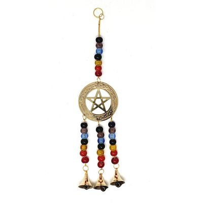 14&quot; Pentagram Brass Wind Chime, SKU 7554, UPC 700317303411