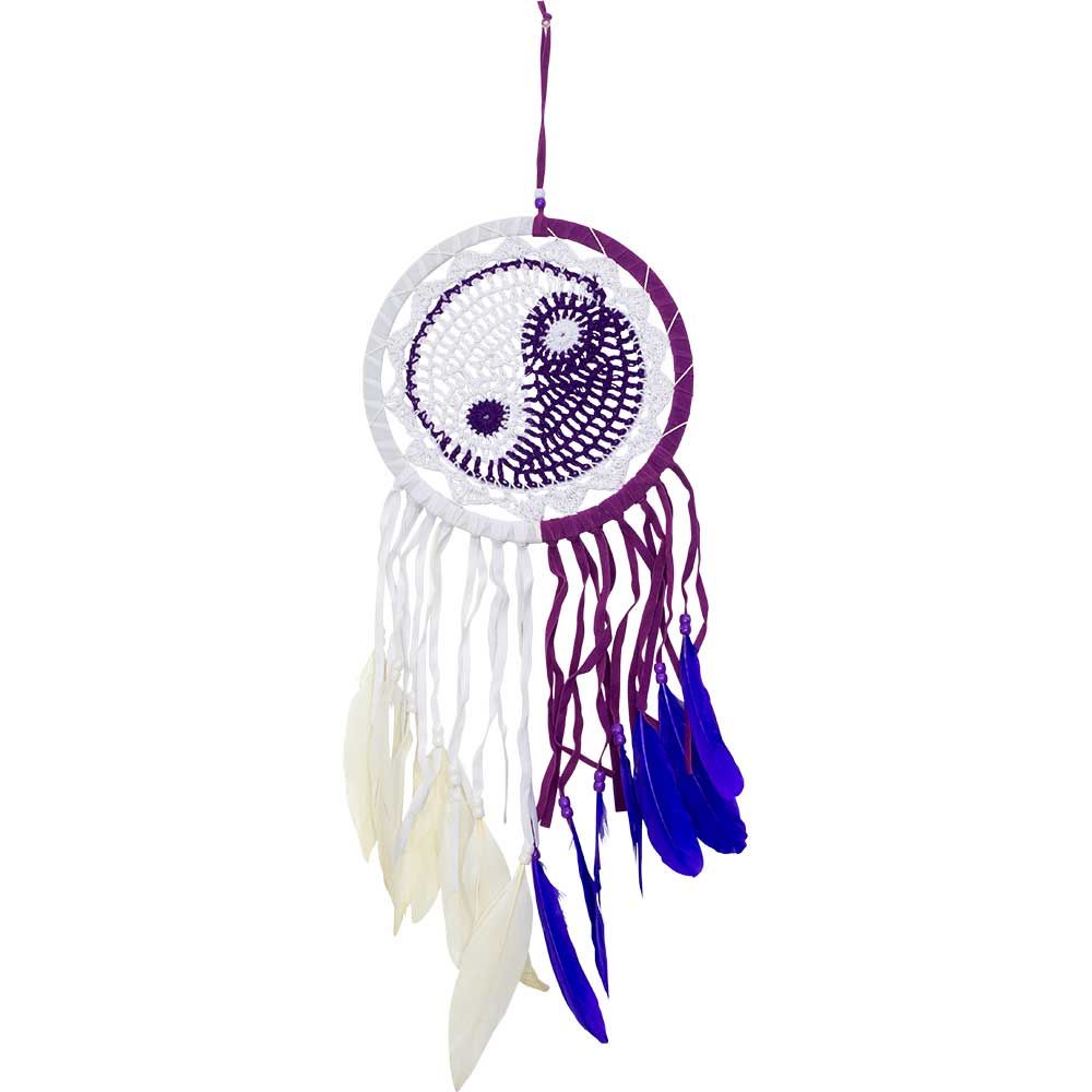21&quot; Yin Yang Woven Dream Catcher - Purple &amp; White, SKU KH-30306, UPC 700317389057