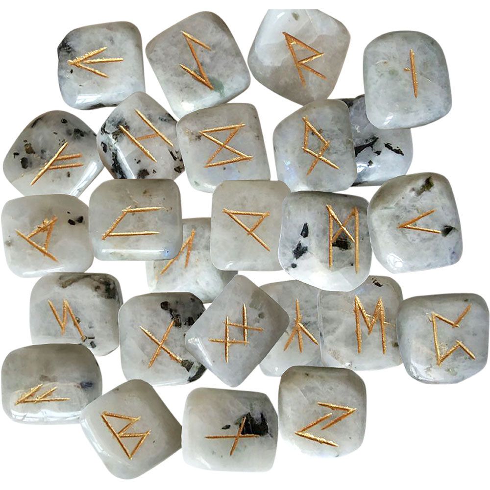 Gemstone Rune Set - Rainbow Moonstone, SKU KH-65155, UPC 700317355229