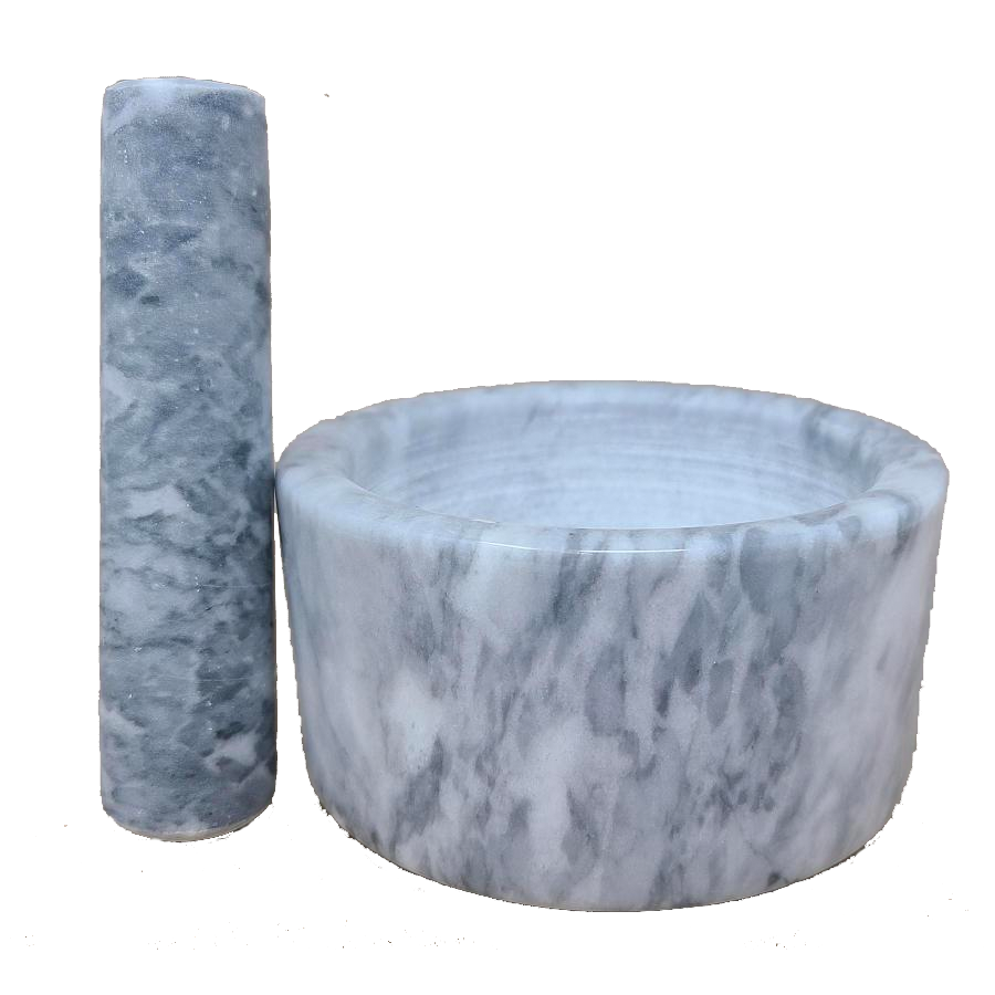 4.5&quot; White Marble Mortar &amp; Pestle, SKU WMP-15-White, UPC 700317311157