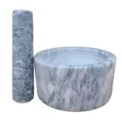 4.5&quot; White Marble Mortar &amp; Pestle, SKU WMP-15-White, UPC 700317311157