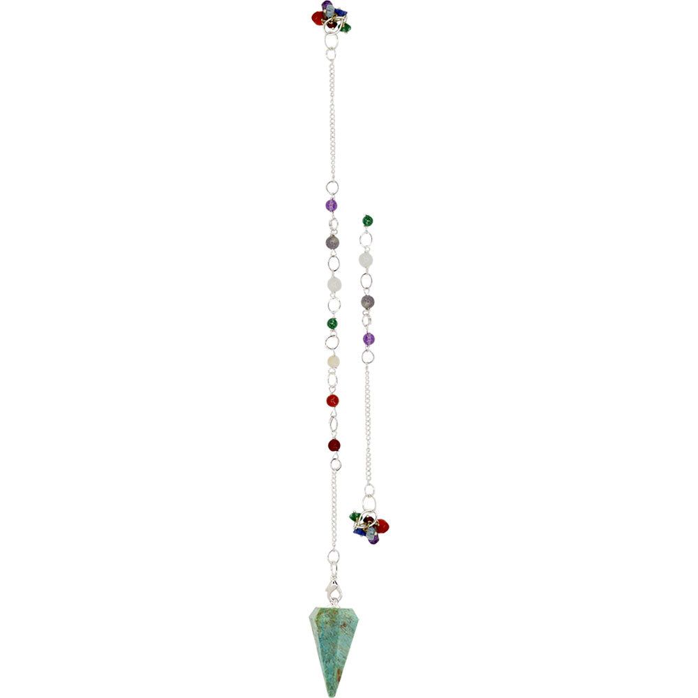 Hexagonal Pendulum - Turquoise with Chakra Chain, SKU KH-61415, UPC 700317312178