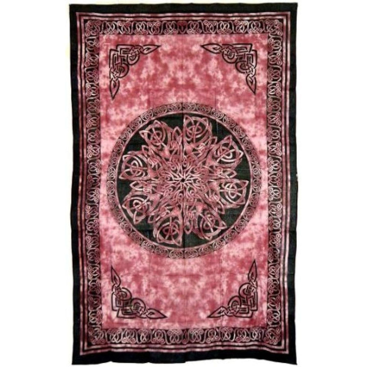 72&quot; x 108&quot; Knot Mandala Red &amp; Black Tapestry, SKU X029-CPS-KMR, UPC 700317379973