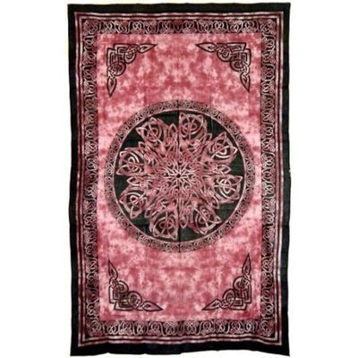 72&quot; x 108&quot; Knot Mandala Red &amp; Black Tapestry, SKU X029-CPS-KMR, UPC 700317379973