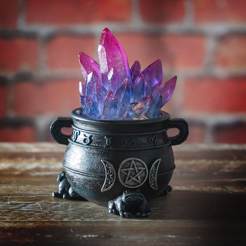 4.8&quot; Triple Moon Cauldron with LED Crystals, SKU PG-15498, UPC 700317352495