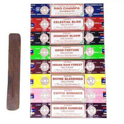 Satya 15 grams Assorted Gift (Set of 8 with Incense Burner), SKU 03-NS-BG8, UPC 700317305569