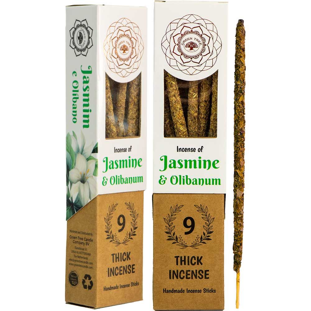 Green Tree Botanical Incense - Jasmine (9 Thick Sticks), SKU KH-73131, UPC 700317392255