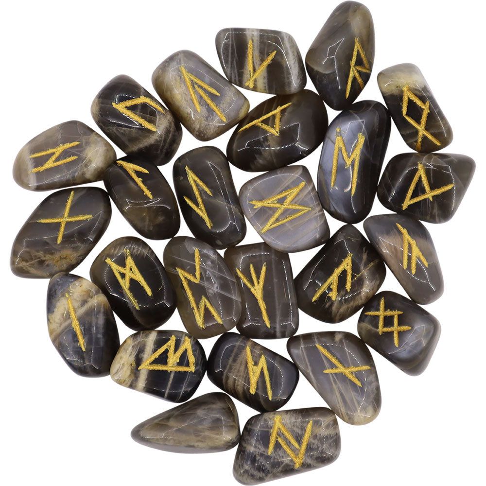 Gemstone Rune Set - Black Moonstone, SKU KH-65159, UPC 700317391692