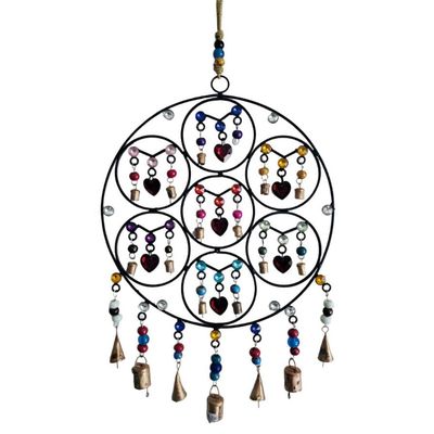 18&quot; Tranquil Iron Wind Chime with Glass Beads and Bells, SKU J02-20244, UPC 700317378020