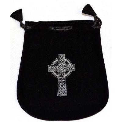 5&quot; x 5&quot; Black Velvet Bag - Celtic Cross, SKU Y022-VBCC, UPC 700317380276