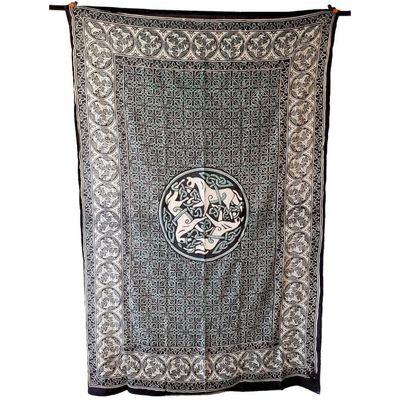 60&quot; x 90&quot; 3 Celtic Horses Green White Black Tapestry, SKU CPS-Horse, UPC 700317308980
