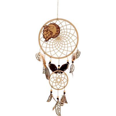 17&quot; Dream Catcher - Wooden Laser Cut - Wolf, SKU KH-30287, UPC 700317376118