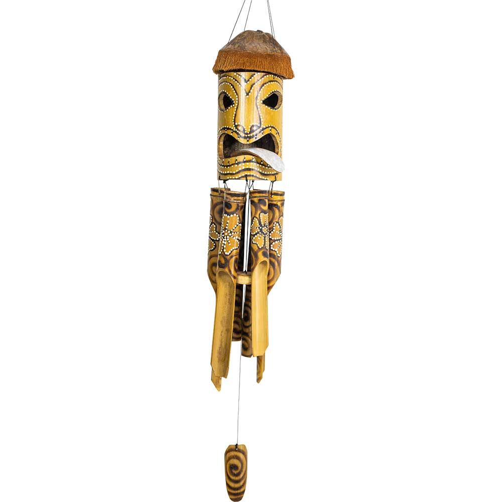41&quot; Bamboo Wind Chime - Tiki Mask, SKU KH-30298, UPC 700317388722