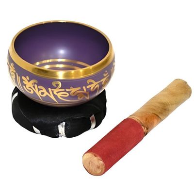 4&quot; Tibetan Singing Bowl with Cushion - Violet, SKU H07-SB4-V, UPC 700317382522