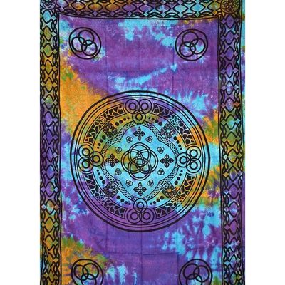 72&quot; x 108&quot; New Mandala Tie Dye Tapestry, SKU X041-CPS-NM, UPC 700317379904
