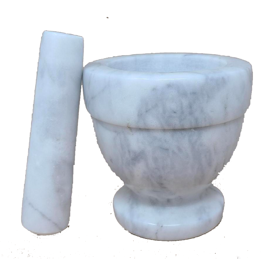 4&quot; White Marble Mortar &amp; Pestle, SKU WMP-13-White, UPC 700317311140