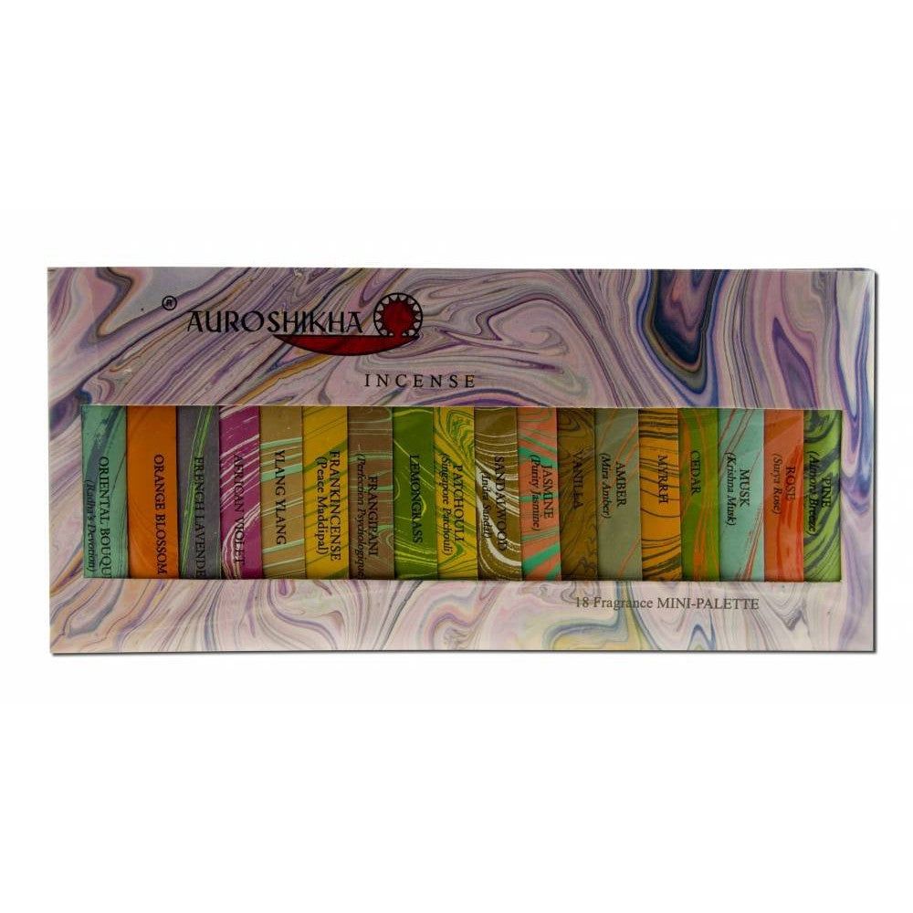 Auroshikha 18 Fragrance Sampler Pack, SKU H06-110-GBO2, UPC 700317383444