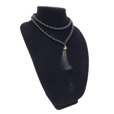 Mala Necklace or Prayer Beads - Black Obsidian (108 Beads), SKU QQ00-GJM-03, UPC 700317371328