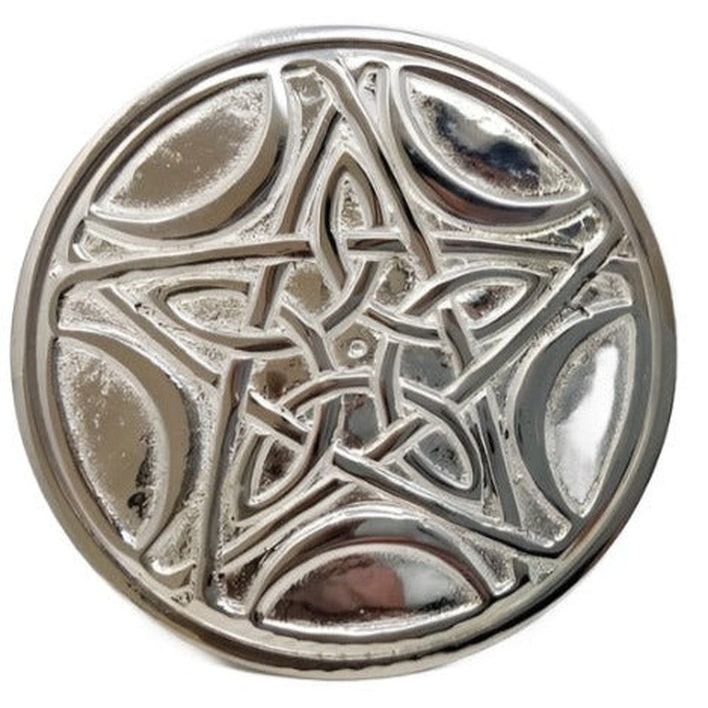 3&quot; Silver Plated Solid Brass Pentagram Moon Altar Tile, SKU 546PM, UPC 700317307426