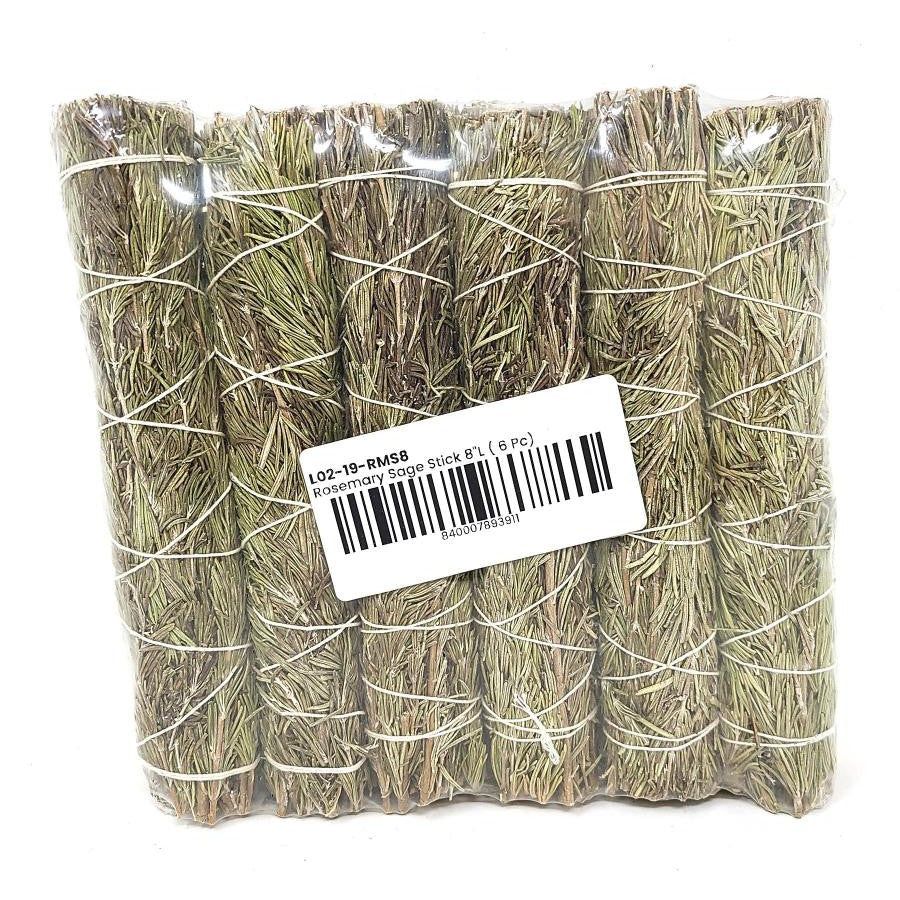 8-9&quot; Rosemary Smudge Stick, SKU L02-19-RMS8-1, UPC 700317378402