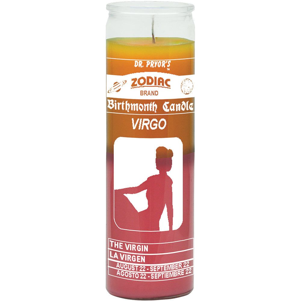 7 Day Glass Candle 2 Color Zodiac Virgo - Gold / Pink, SKU WP-576-963, UPC 700317392545